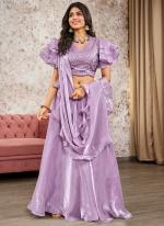 Tissue Lilac Engagement Wear Sequins Work Lehenga Choli